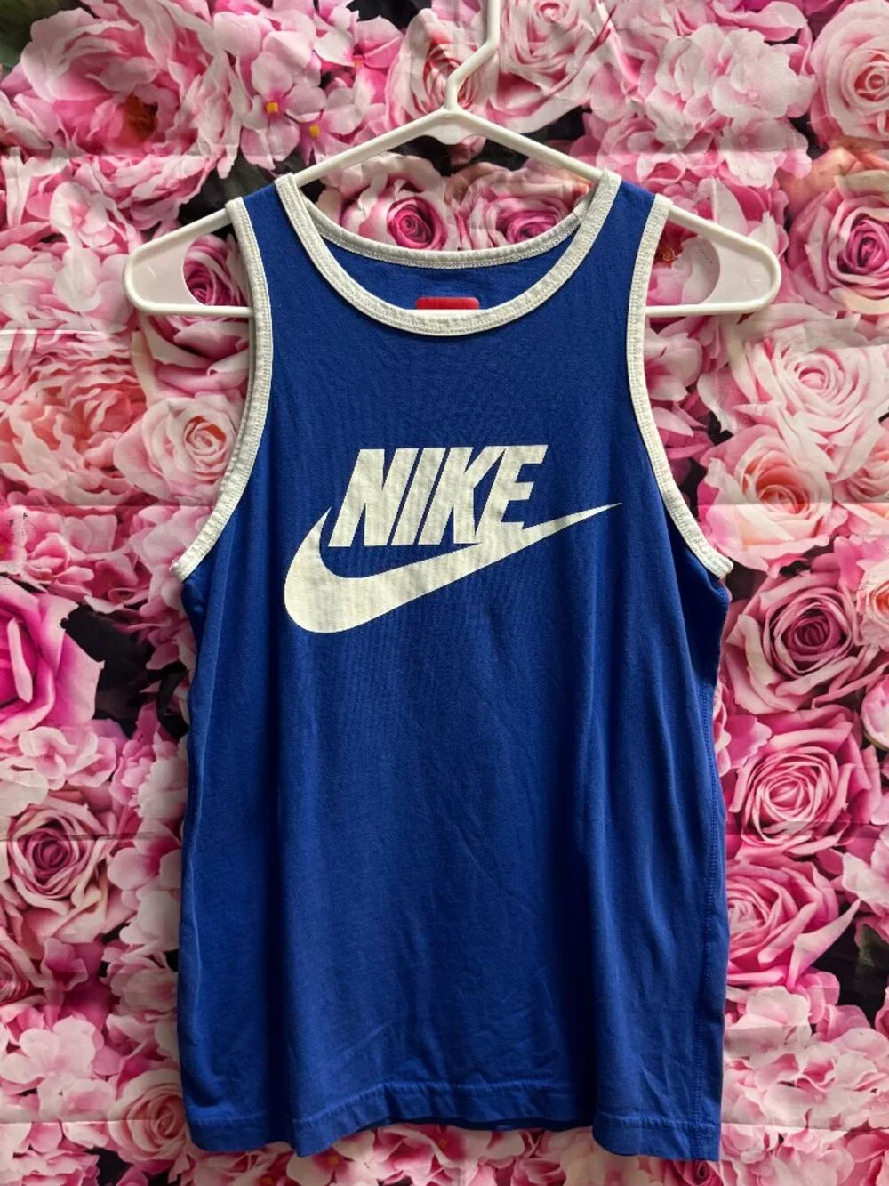 Nike Blue Tank Top with White Trim and Logo